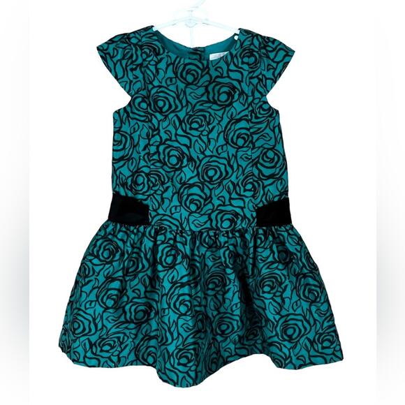 Gymboree green floral taffeta dress TODDLER SIZE 3T fancy formal holiday - Picture 1 of 5